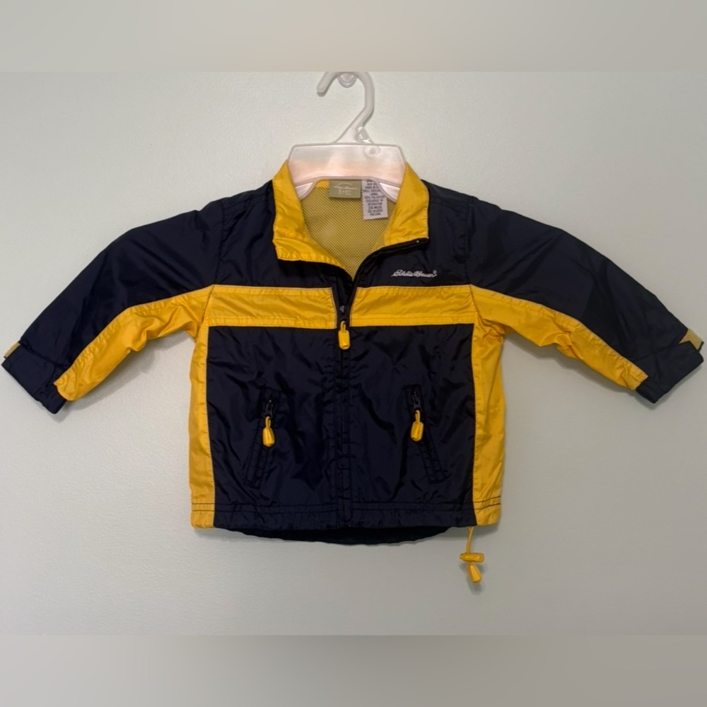 Eddie Bauer Kids Navy and Yellow Raincoat 24 Months